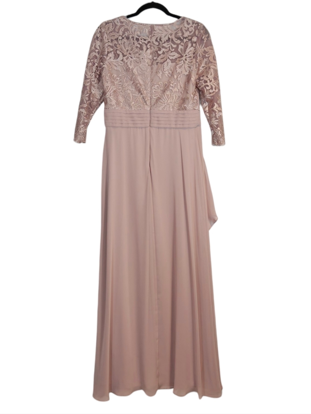 ALEX EVENINGS Womens Long Lace Top Dress with Empire Waist In Rose Size 6 - Picture 2 of 16